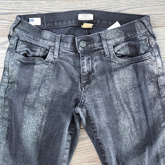 True Religion Casey Low Rise Super Skinny Glittered Black Jeans - Picture 4 of 12